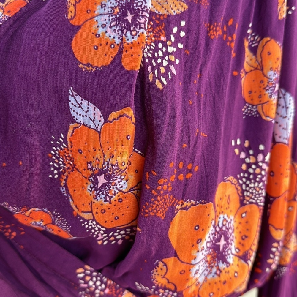 Free People Tuscan Dreams Floral Printed Wrap Long Sleeve Tunic Top - Picture 9 of 11